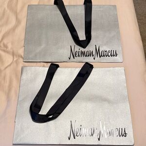 Neiman Marcus Metallic Silver Totes with Black Straps